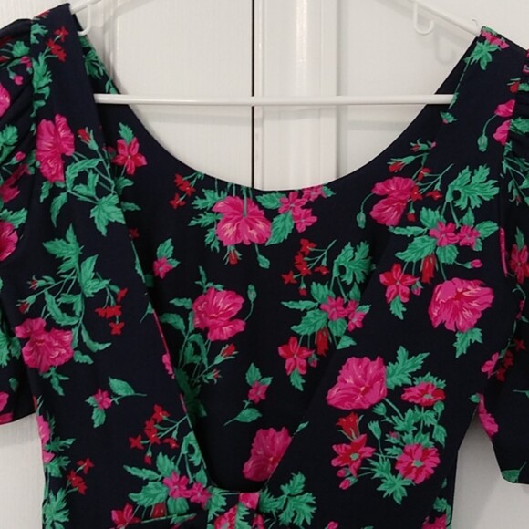 Laura Ashley Vintage Floral Fit & Flare Maxi Dress, Navy/Pink/Green, Size 8 - Picture 3 of 10